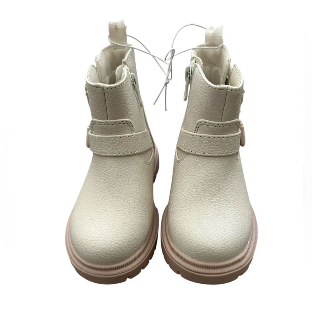 Toddler Girls Cat & Jack Evie Ankle Boots Cream Soft Faux Leather